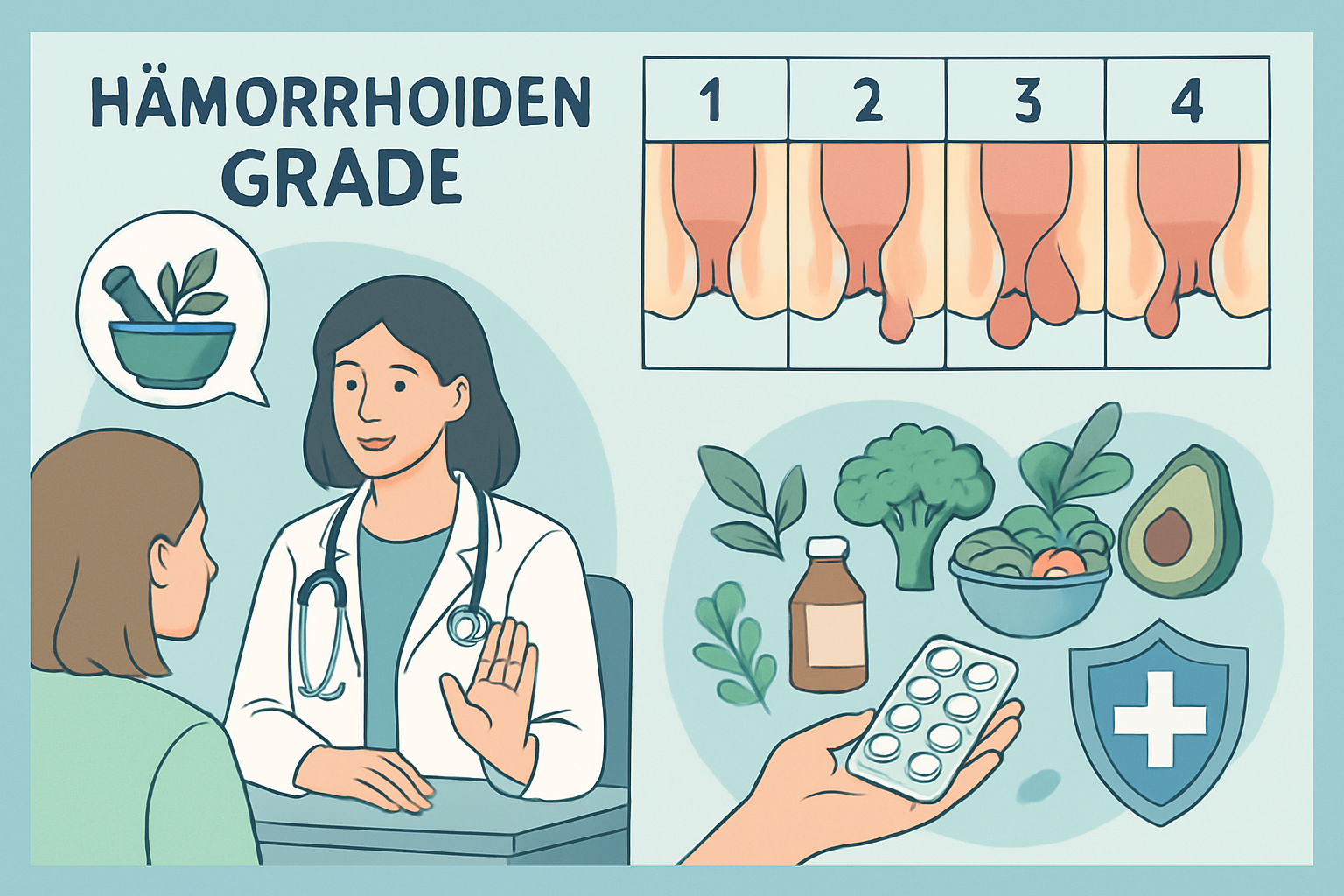 Die vier Schweregrade von Hämorrhoiden – von Grad 1 bis Grad 4 im Vergleich