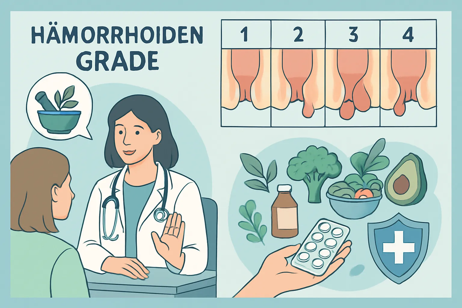 Die vier Schweregrade von Hämorrhoiden – von Grad 1 bis Grad 4 im Vergleich