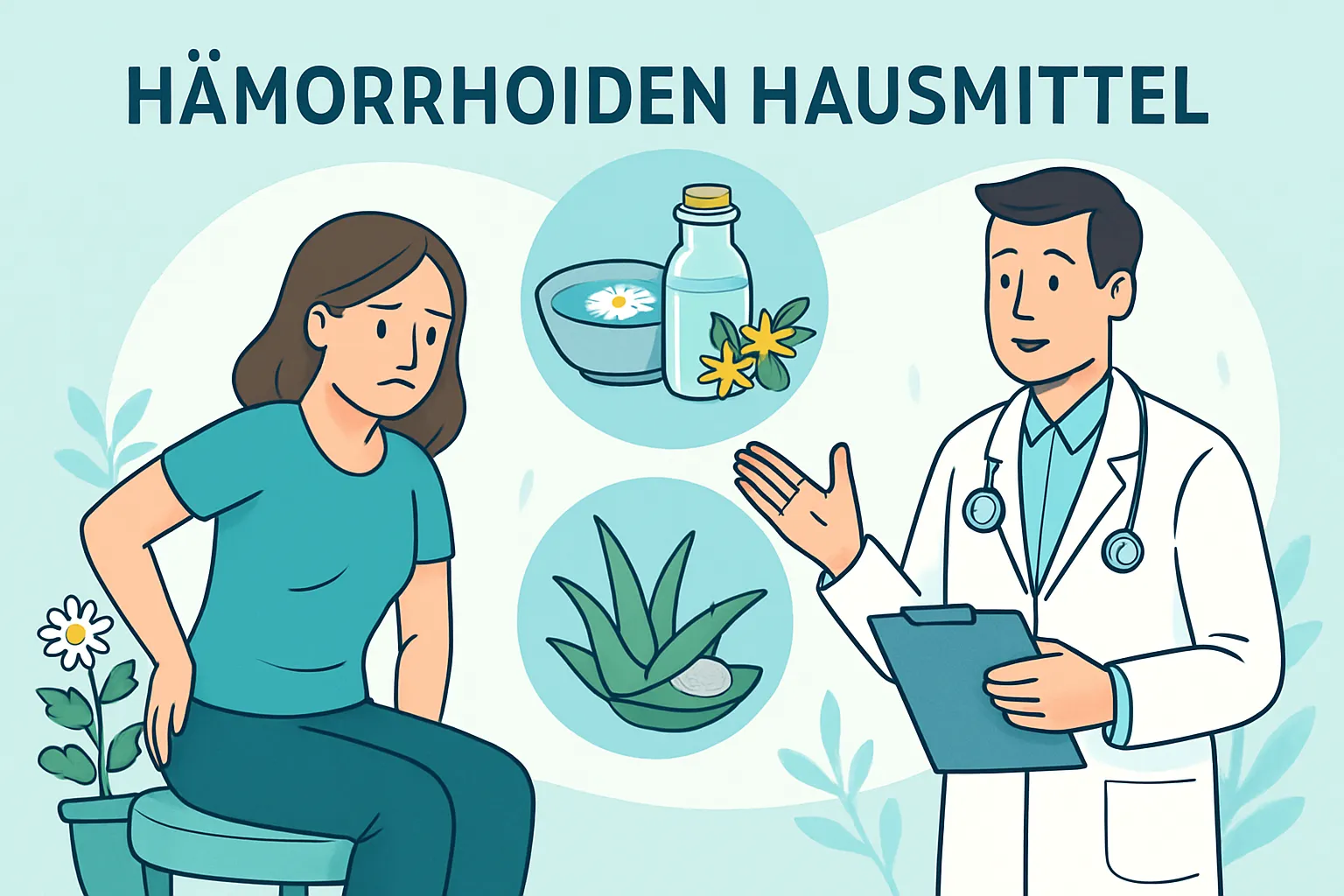 Natürliche Hausmittel zur sanften Behandlung von Hämorrhoiden mit Heilpflanzen und Sitzbädern