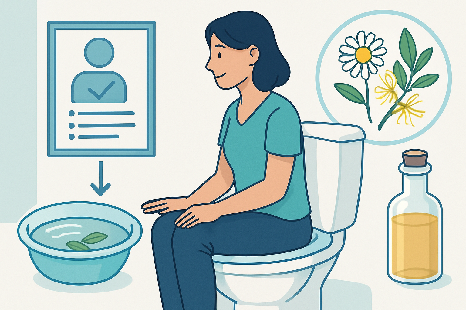 Sitzbad zur Behandlung von Hämorrhoiden mit heilenden Kräuterzusätzen