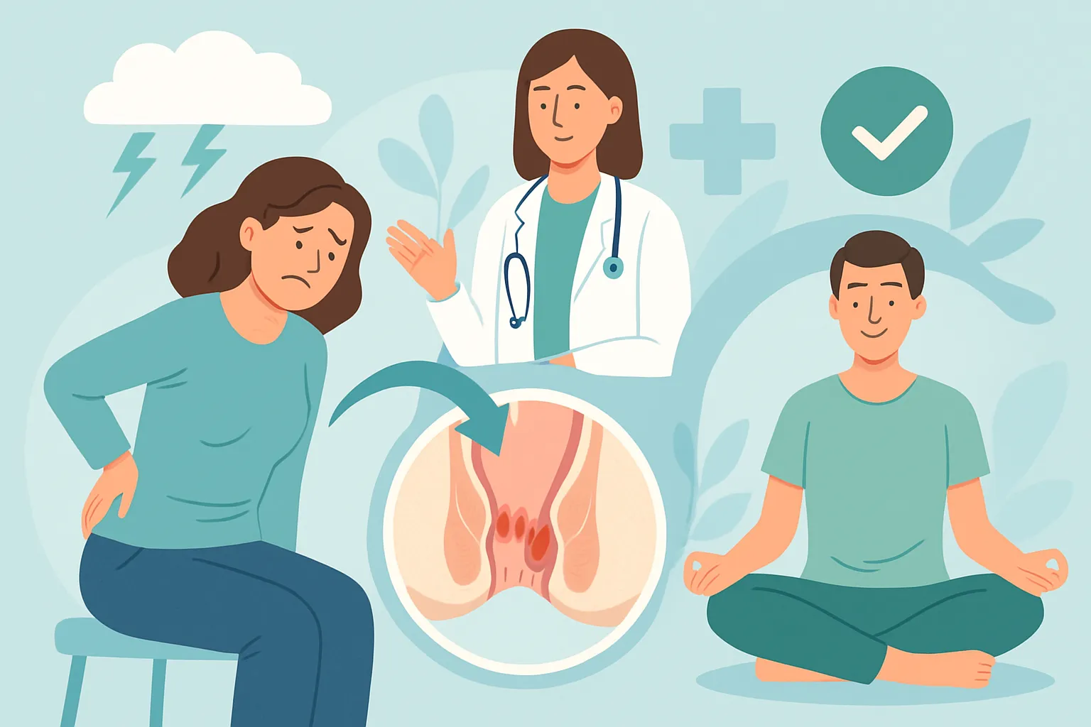 Zusammenhang zwischen Stress und Hämorrhoiden mit Darstellung der körperlichen Auswirkungen